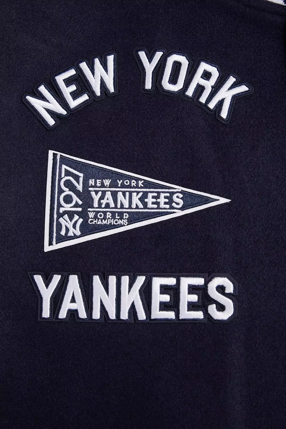 Pro Standard Men's MLB New York Yankees Retro Classic Rib Wool Varsity Jacket -Navy/White - NAVY/WHITE
