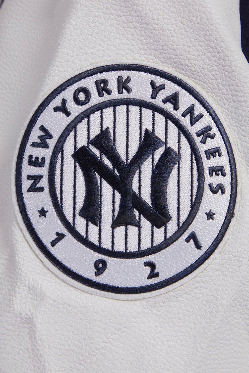 Pro Standard Men's MLB New York Yankees Retro Classic Rib Wool Varsity Jacket - Navy/White - NAVY/WHITE Thumbnail View 9