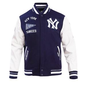 Pro Standard Men's MLB New York Yankees Retro Classic Rib Wool Varsity Jacket -Navy/White