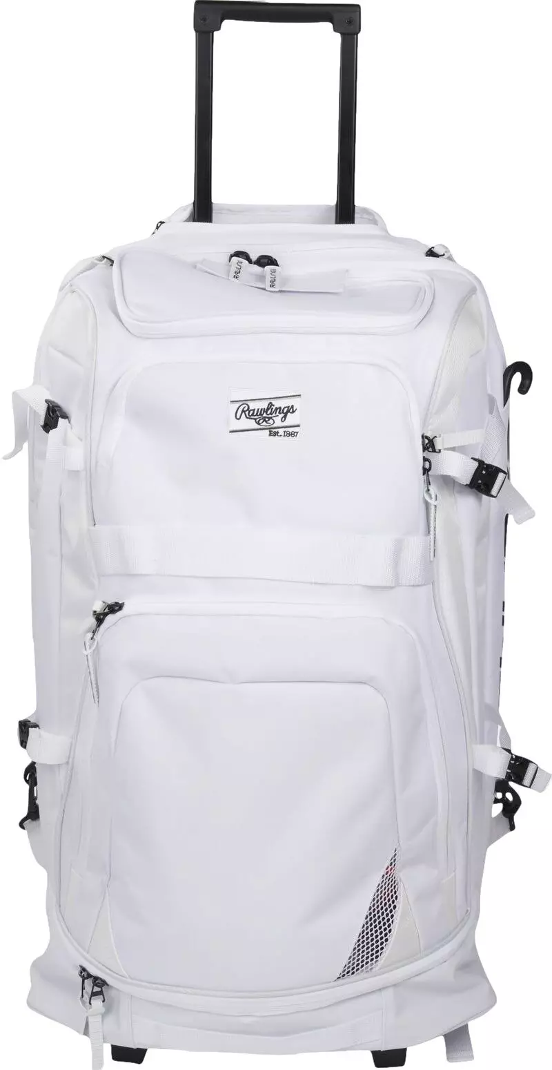 Rawlings Wheeled Catcher's Backpack - WHITE