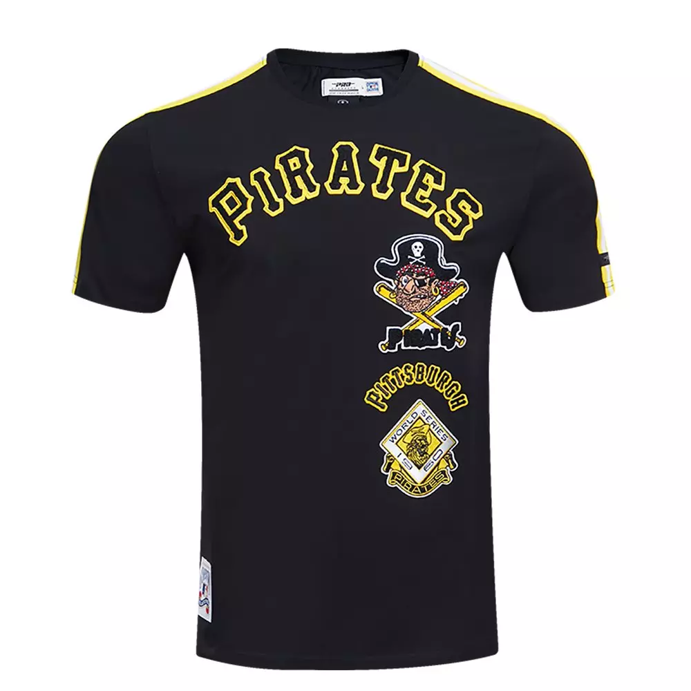 Pro Standard Men's MLB Pittsburgh Pirates Retro Classic Single Jersey Striped Tee -Black/Yellow - BLACK/YELLOW