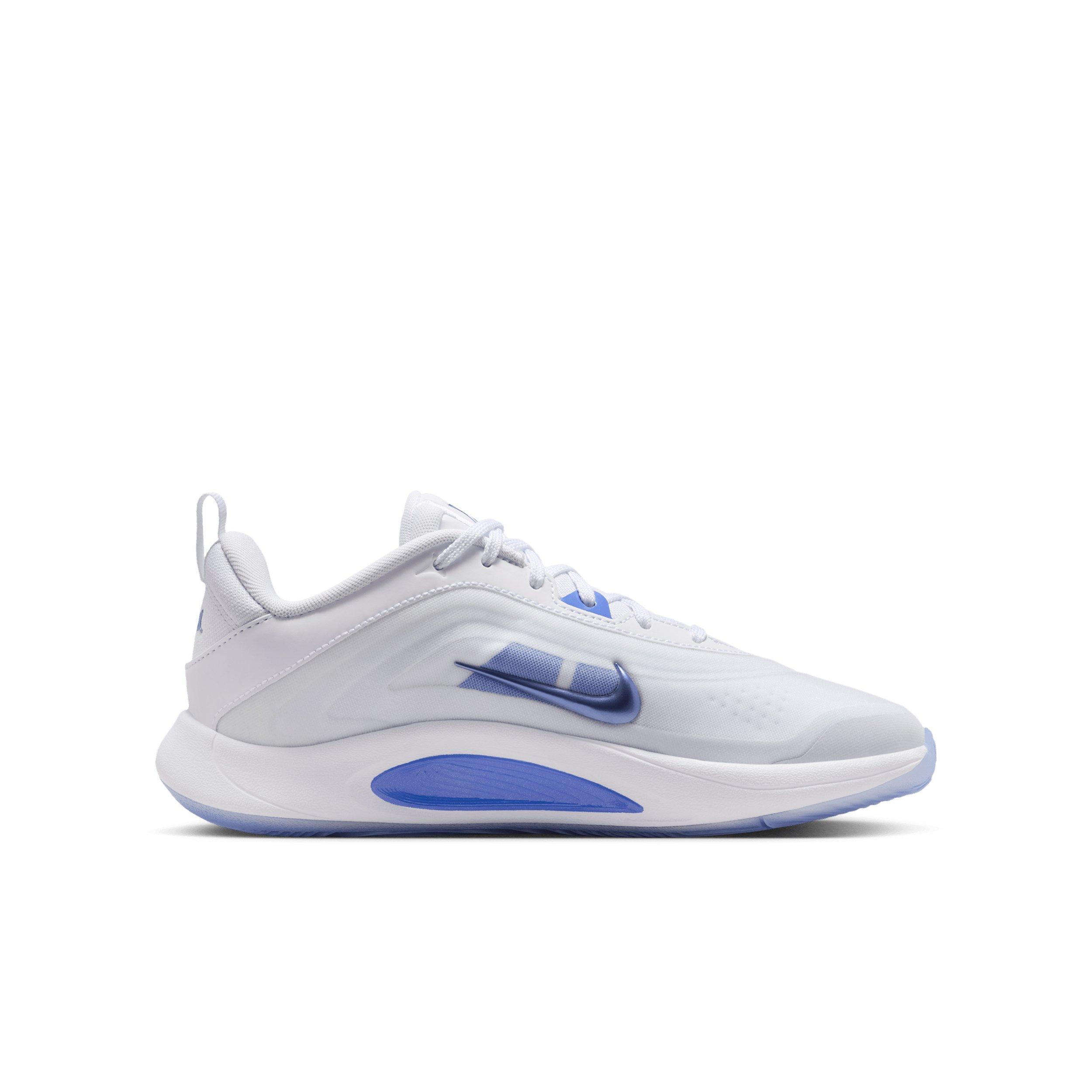 Nike A'One "White/Football Grey/Sapphire" Grade School Boys' Basketball Shoe - WHITE/GREY/SAPPHIRE Thumbnail View 1