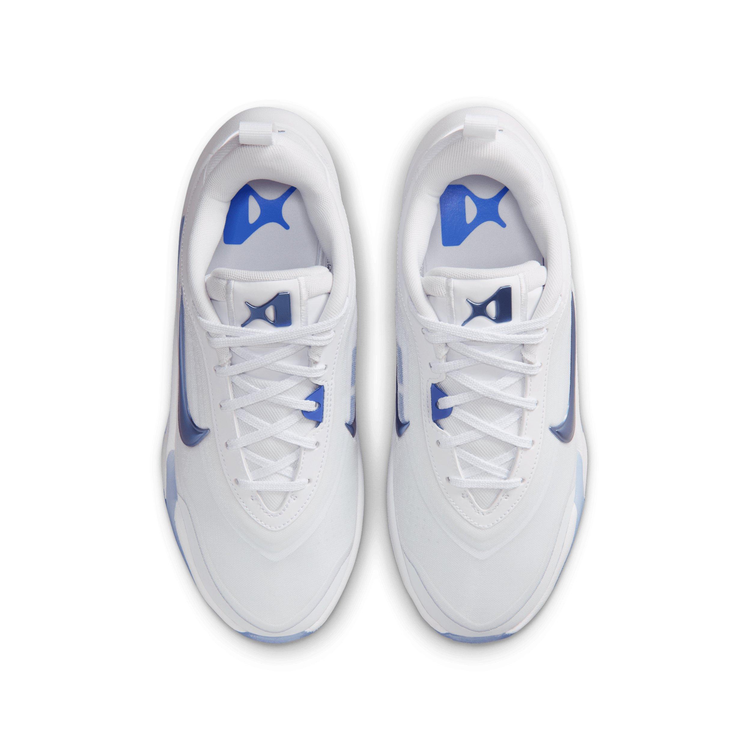 Nike A'One "White/Football Grey/Sapphire" Grade School Boys' Basketball Shoe - WHITE/GREY/SAPPHIRE Thumbnail View 4