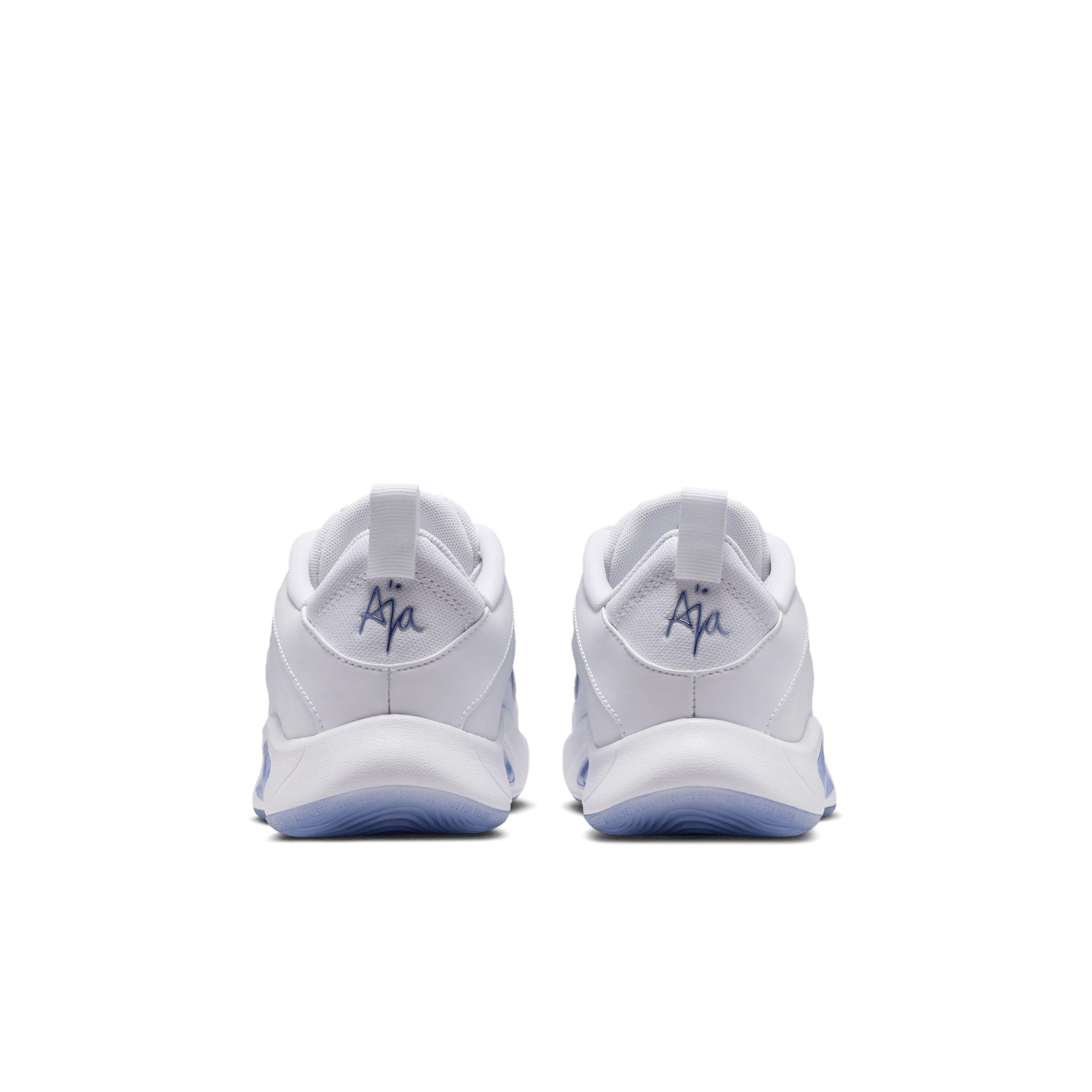 Nike A'One "White/Football Grey/Sapphire" Grade School Boys' Basketball Shoe - WHITE/GREY/SAPPHIRE Thumbnail View 5