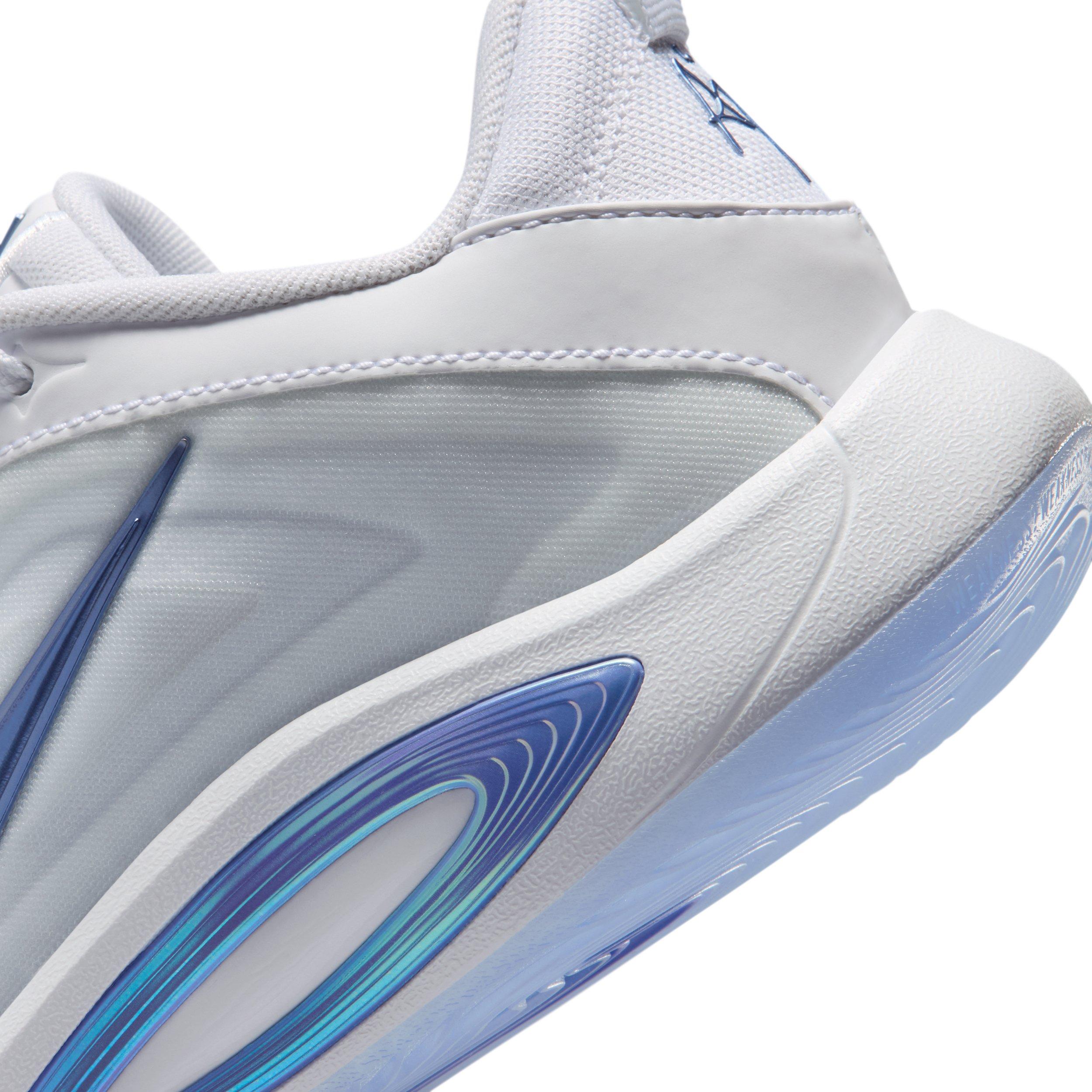 Nike A'One "White/Football Grey/Sapphire" Grade School Boys' Basketball Shoe - WHITE/GREY/SAPPHIRE Thumbnail View 8