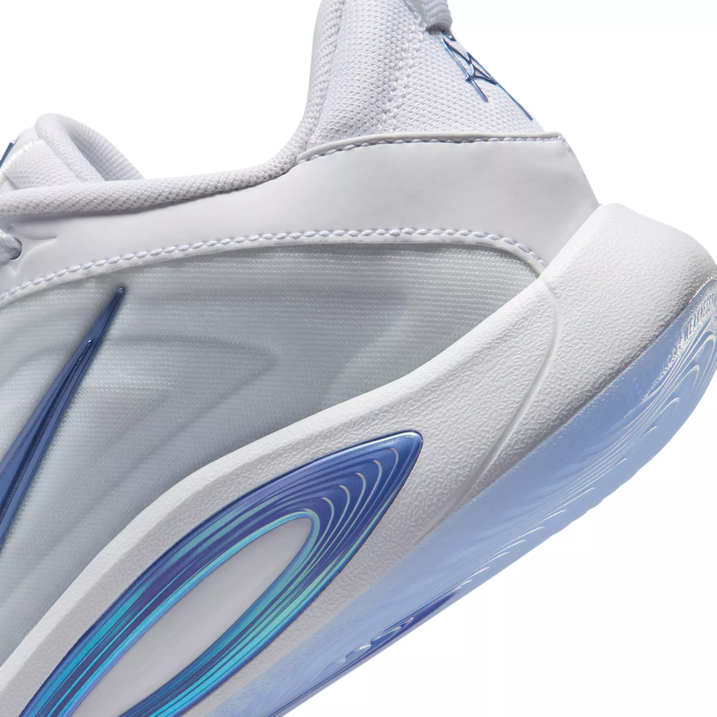 Nike A'One "White/Football Grey/Sapphire" Grade School Boys' Basketball Shoe - WHITE/GREY/SAPPHIRE