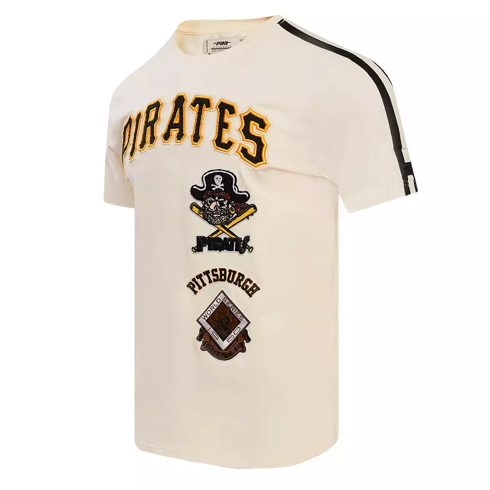 Pro Standard Men's MLB Pittsburgh Pirates Retro Classic Single Jersey Striped Tee - Eggshell/Black - EGGSHELL/BLACK