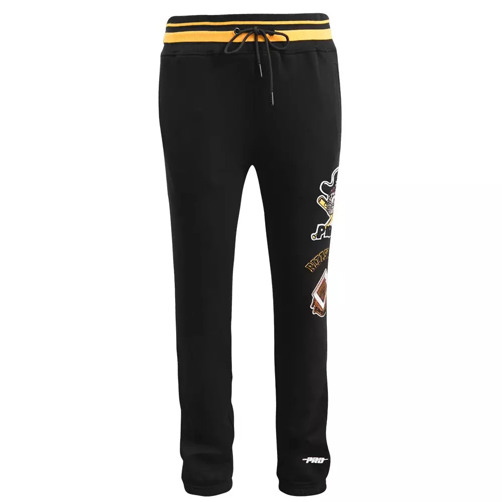 Pro Standard Men's MLB Pittsburgh Pirates Retro Classic Fleece Sweatpants -Black/Yellow - BLACK/YELLOW