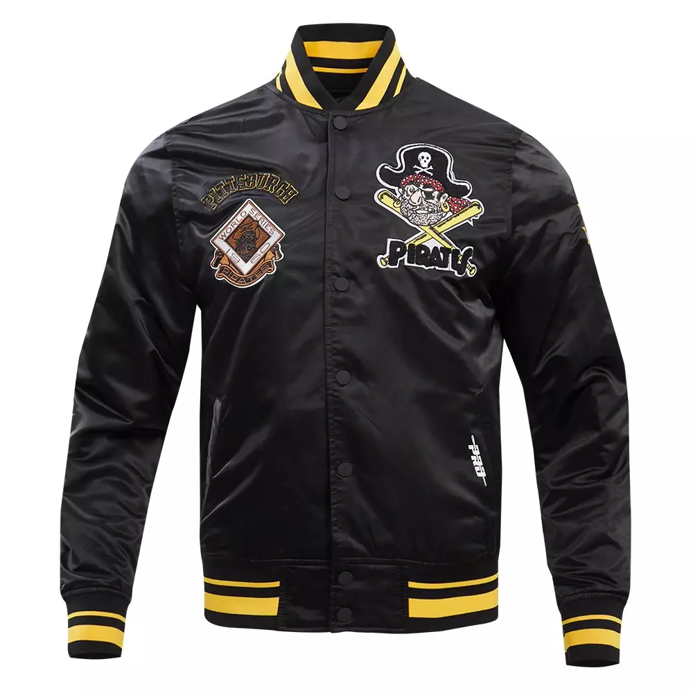 Pro Standard Men's MLB Pittsburgh Pirates Retro Classic Rib Satin Jacket -Black/Yellow - BLACK/YELLOW