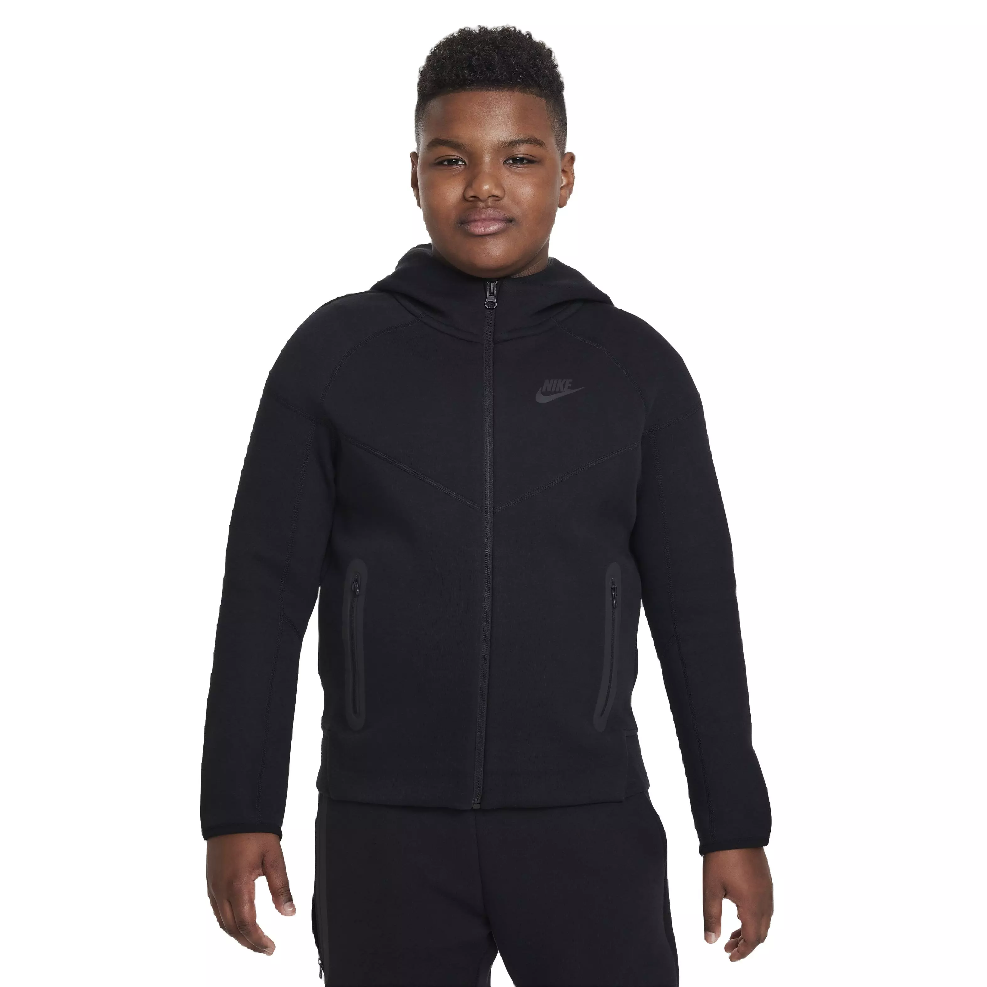 Nike Big Boys' Tech Full-Zip Hooded Jacket - Black - BLACK