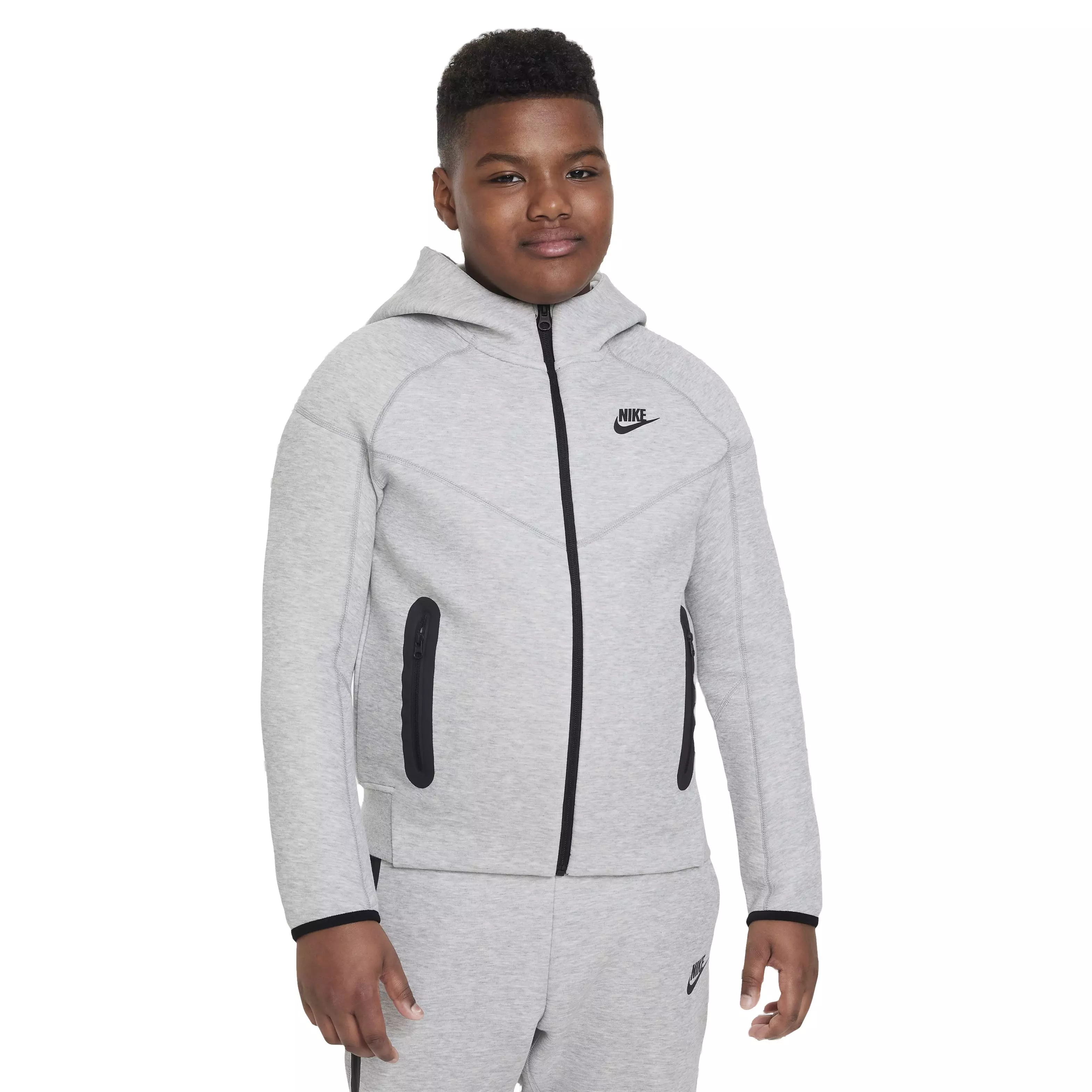 Nike Big Boys' Tech Full-Zip Hooded Jacket - Grey - GREY