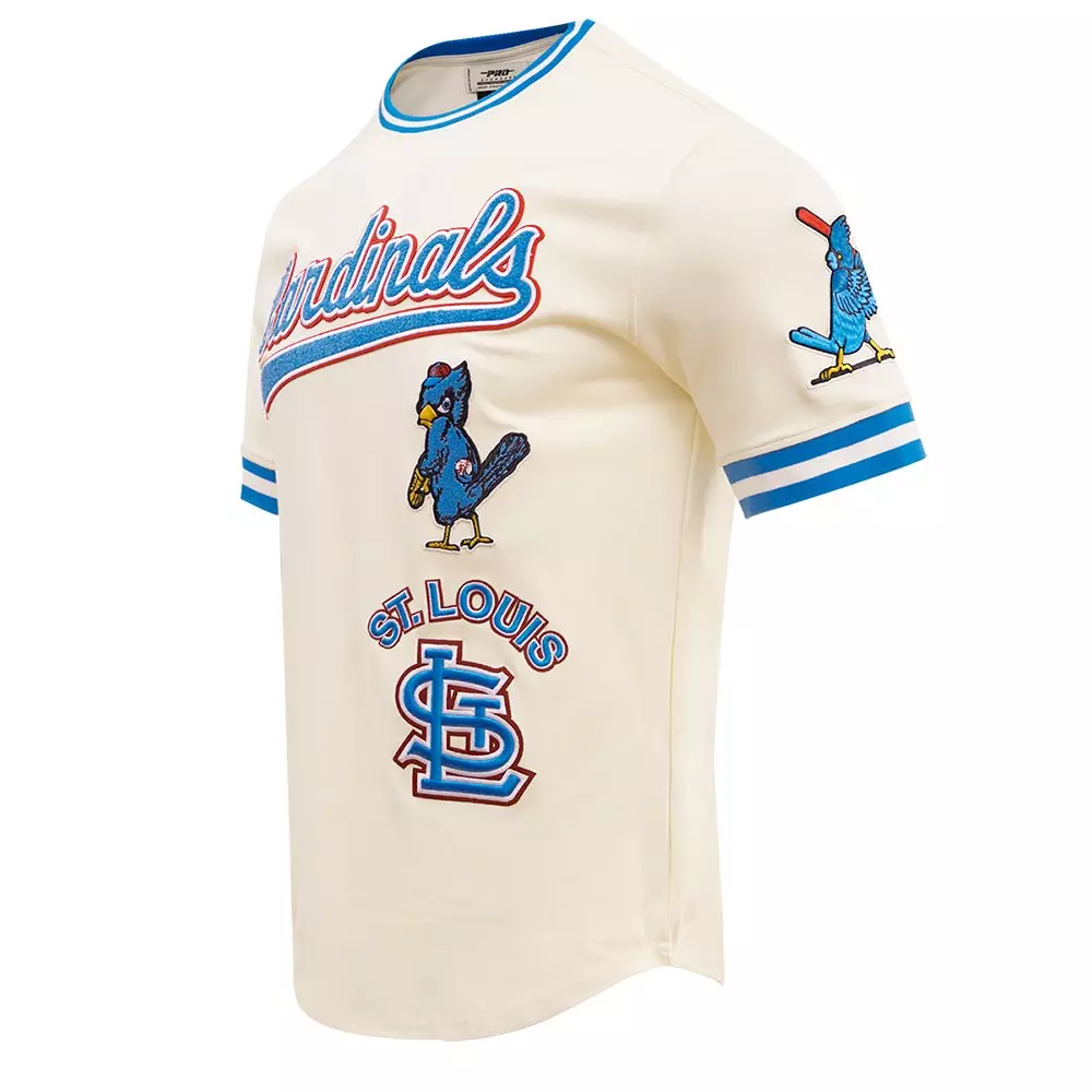 Pro Standard Men's MLB St. Louis Cardinals Retro Classic Double Knit Tee - Eggshell/Blue - EGGSHELL/BLUE