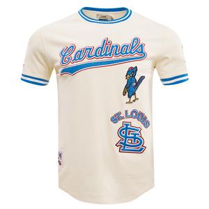 Pro Standard Men's MLB St. Louis Cardinals Retro Classic Double Knit Tee -Eggshell/Blue