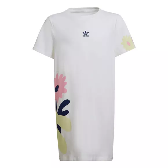 adidas Originals Big Flower Print Tee Dress-White