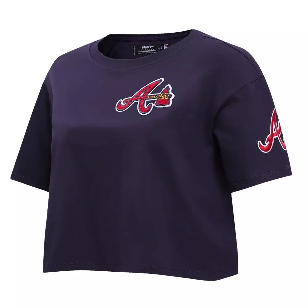 Pro Standard Women's MLB Atlanta Braves Classic Boxy Top -Navy - NAVY