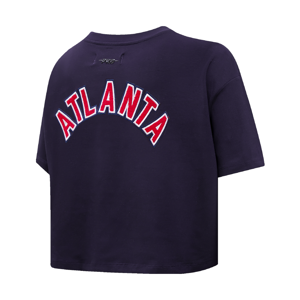 Pro Standard Women's MLB Atlanta Braves Classic Boxy Top -Navy - NAVY Thumbnail View 4