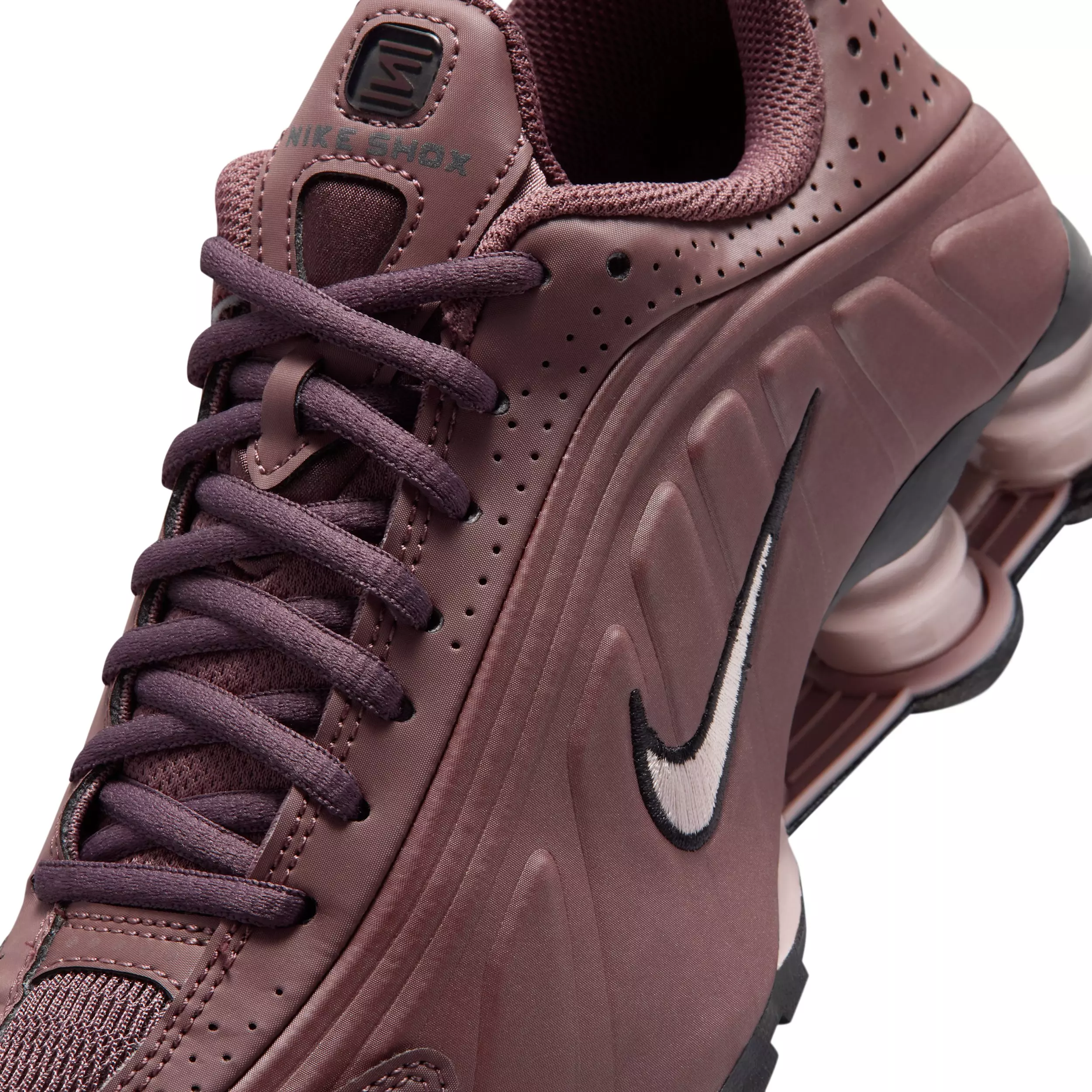 Nike Shox R4 "Tattoo/Burgundy Crush/Metallic Dark Grey/Silt Red" Grade School Boys' Shoe - TATTOO/BURGUNDY/DK GREY/RED