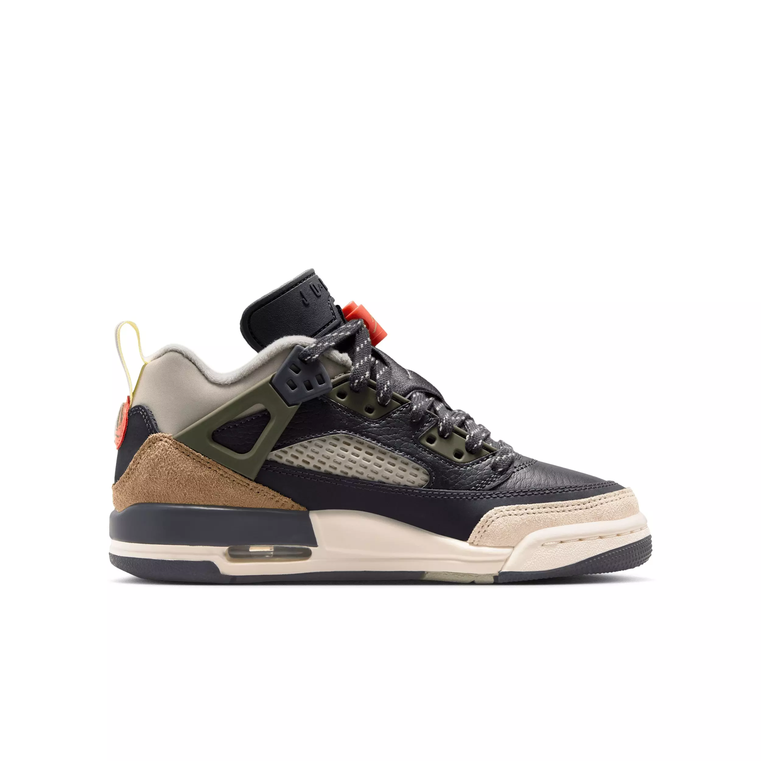 Jordan Spizike Low "Anthracite/Light Wild Mango/Cargo Khaki/Spruce Fog" Grade School Boys' Shoe - ANTHRACITE/LT MANGO/KHAKI/SPRUCE