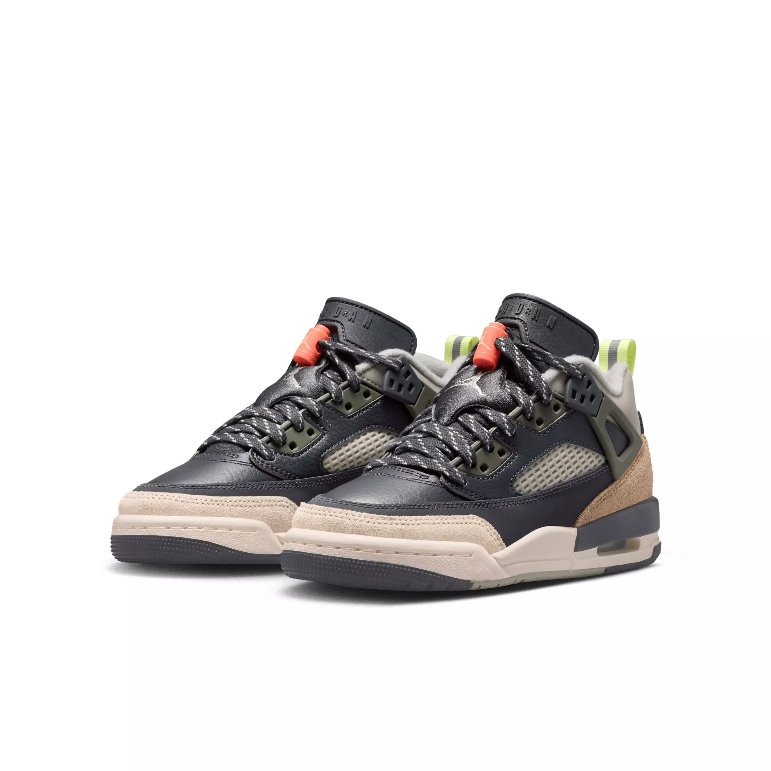 Jordan Spizike Low "Anthracite/Light Wild Mango/Cargo Khaki/Spruce Fog" Grade School Boys' Shoe - ANTHRACITE/LT MANGO/KHAKI/SPRUCE