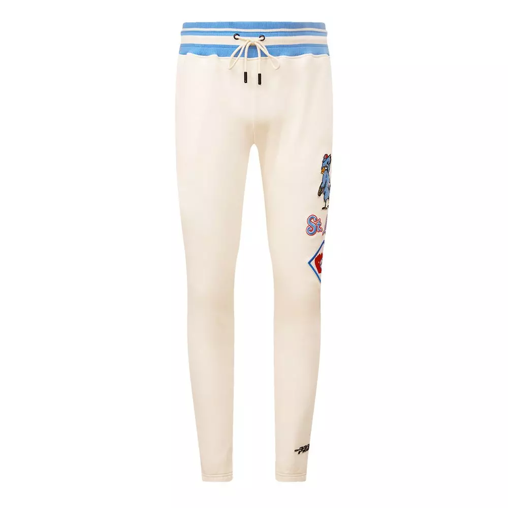 Pro Standard Men's MLB St. Louis Cardinals Retro Classic Fleece Sweatpants -Eggshell/Blue - EGGSHELL/BLUE