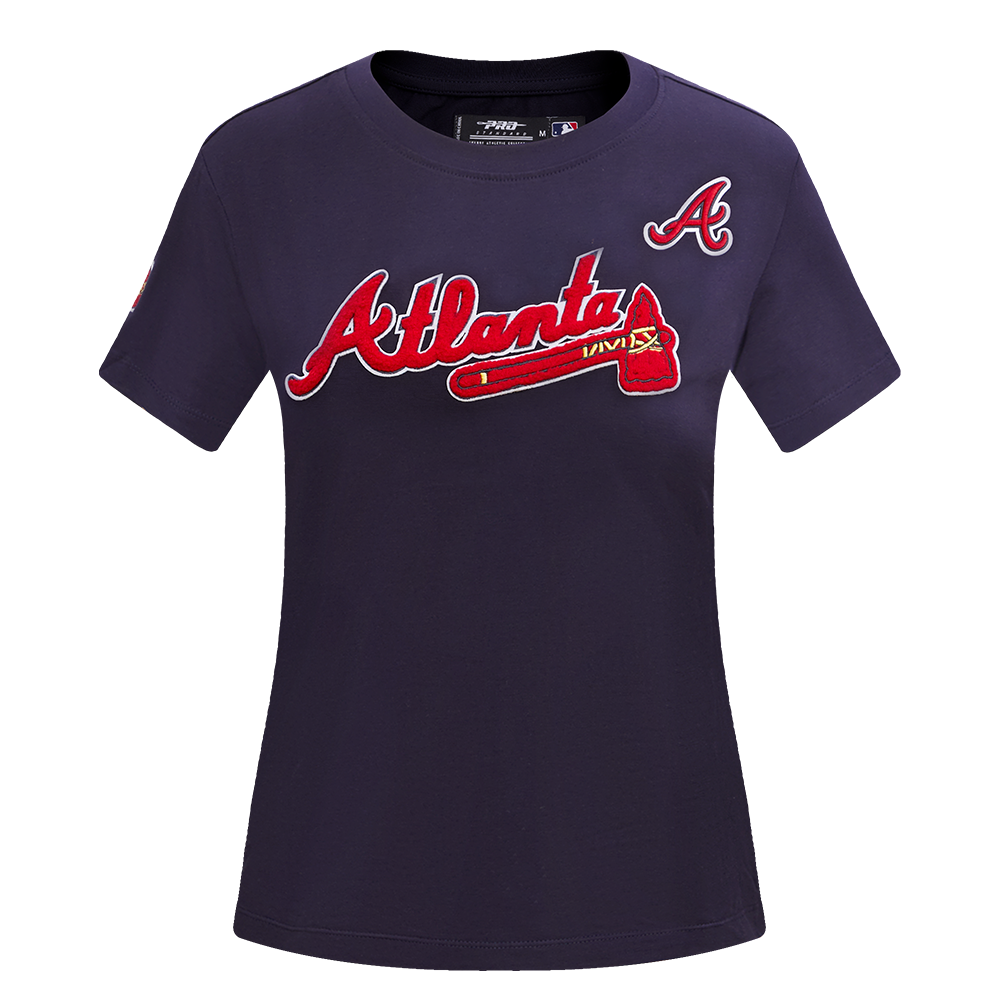 Pro Standard Women's MLB Atlanta Braves Classic Short Sleeve SJ Slim Fit Top -Navy - NAVY