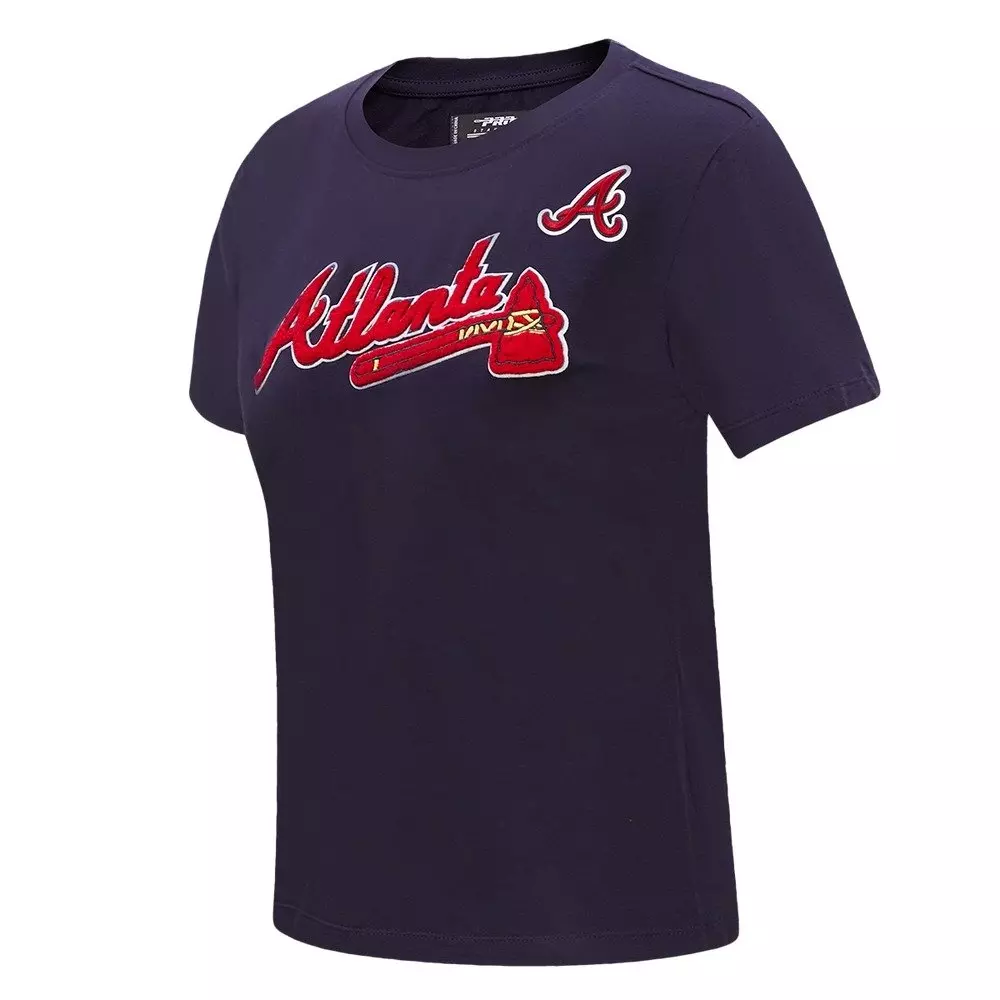 Pro Standard Women's MLB Atlanta Braves Classic Short Sleeve SJ Slim Fit Top -Navy - NAVY
