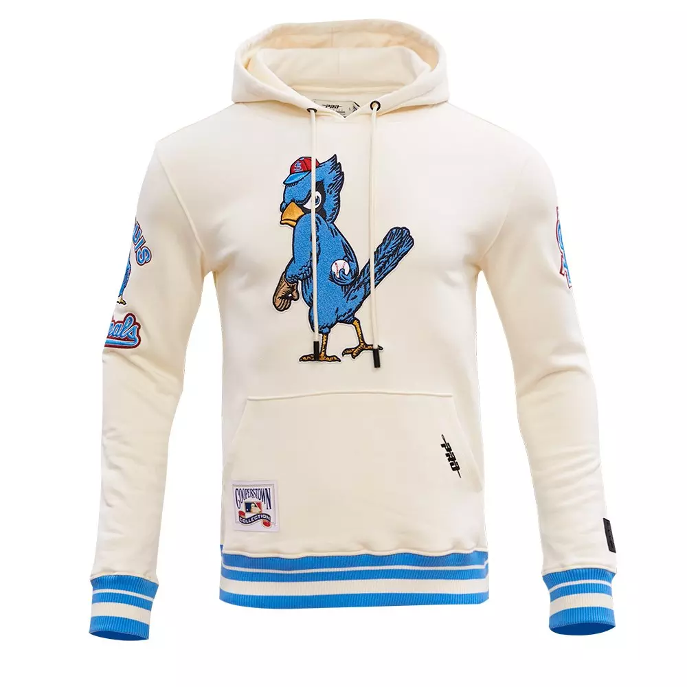 Pro Standard Men's MLB St. Louis Cardinals Retro Classic Fleece Pullover Hoodie - Eggshell/Blue - EGGSHELL/BLUE