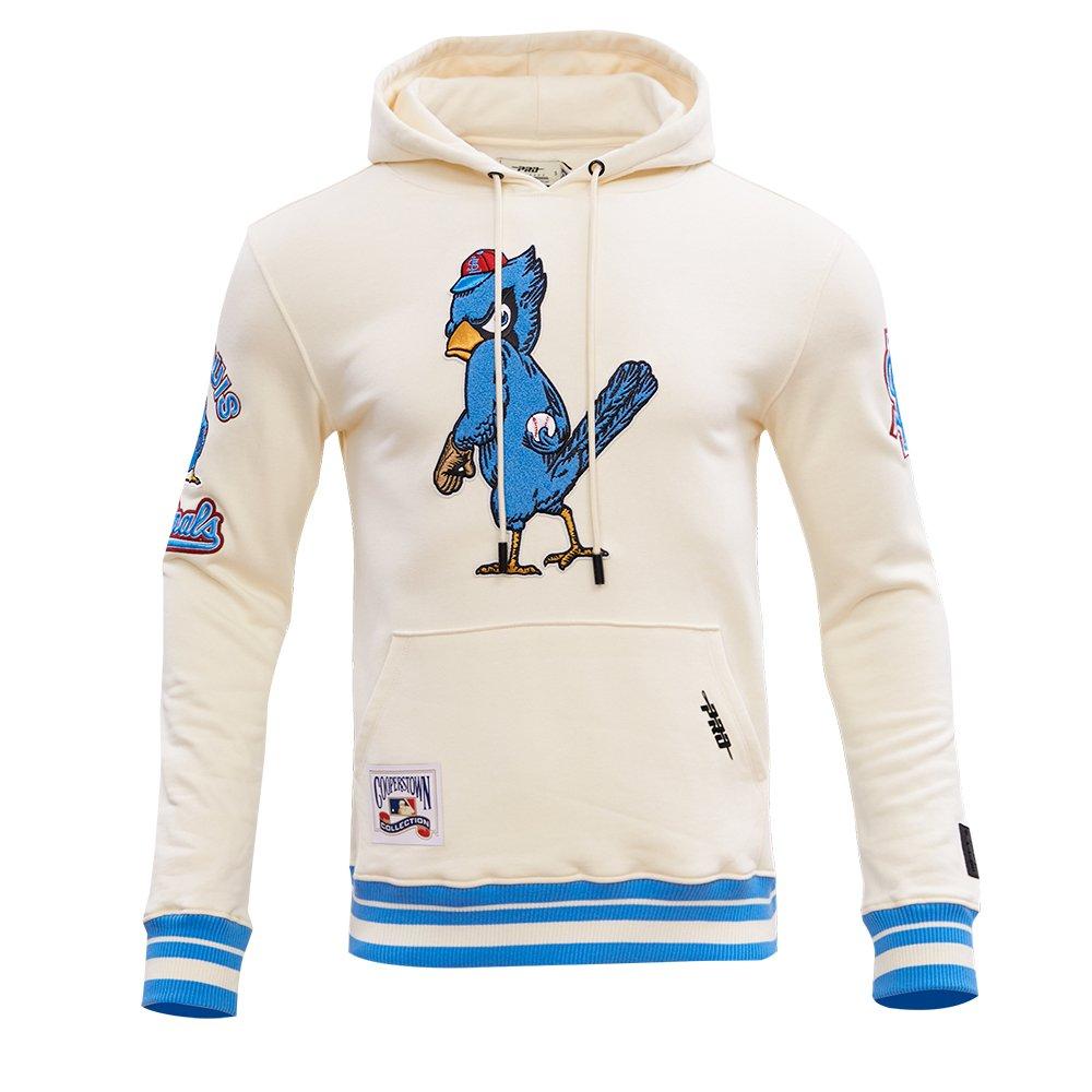 Pro Standard Men's MLB St. Louis Cardinals Retro Classic Fleece Pullover Hoodie -Eggshell/Blue - EGGSHELL/BLUE Thumbnail View 1
