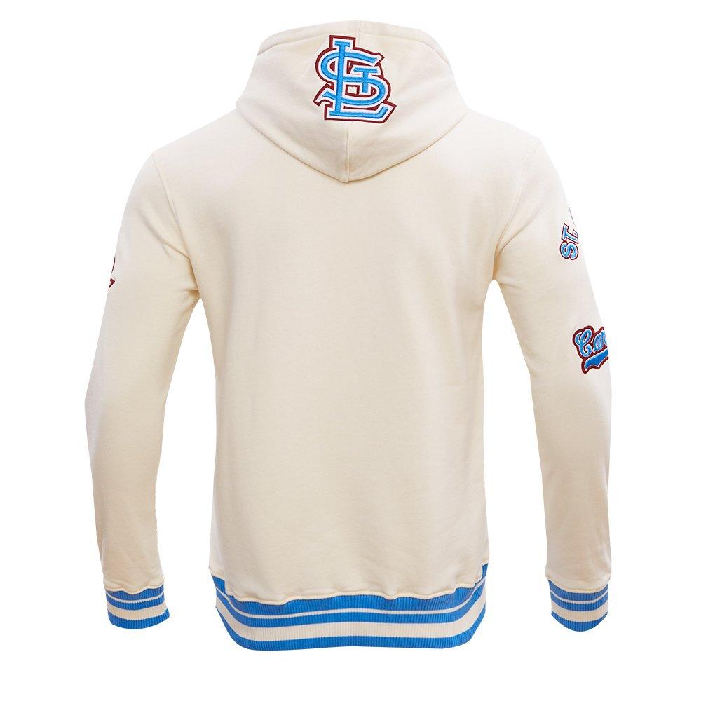Pro Standard Men's MLB St. Louis Cardinals Retro Classic Fleece Pullover Hoodie - Eggshell/Blue - EGGSHELL/BLUE Thumbnail View 2