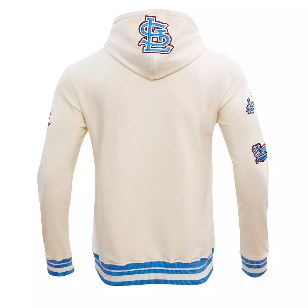 Pro Standard Men's MLB St. Louis Cardinals Retro Classic Fleece Pullover Hoodie -Eggshell/Blue - EGGSHELL/BLUE