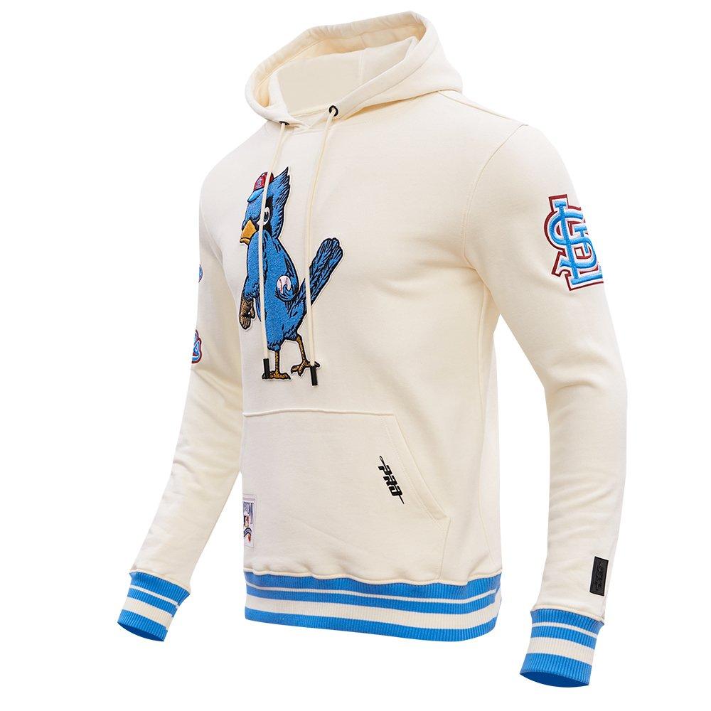 Pro Standard Men's MLB St. Louis Cardinals Retro Classic Fleece Pullover Hoodie -Eggshell/Blue - EGGSHELL/BLUE Thumbnail View 3