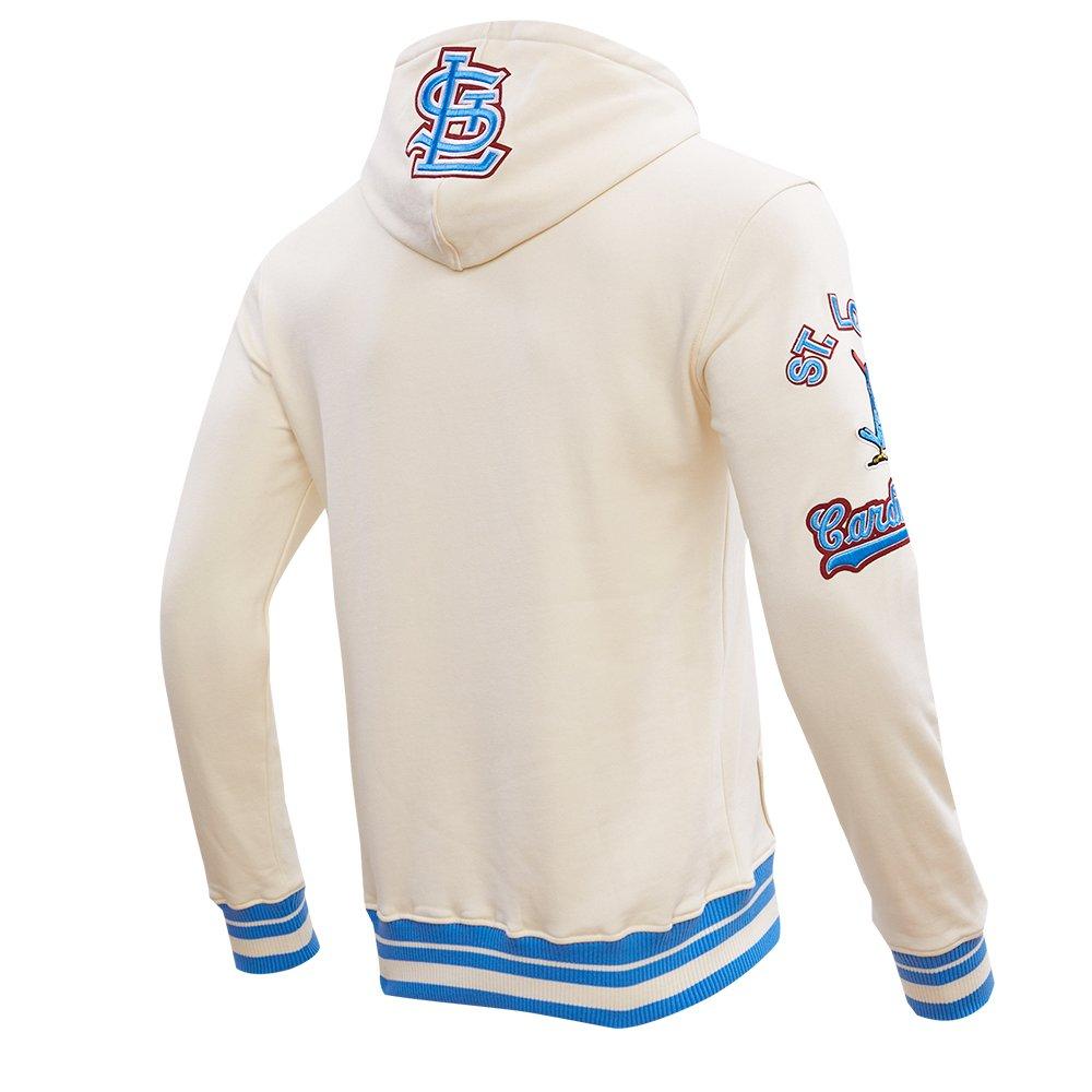 Pro Standard Men's MLB St. Louis Cardinals Retro Classic Fleece Pullover Hoodie -Eggshell/Blue - EGGSHELL/BLUE Thumbnail View 4