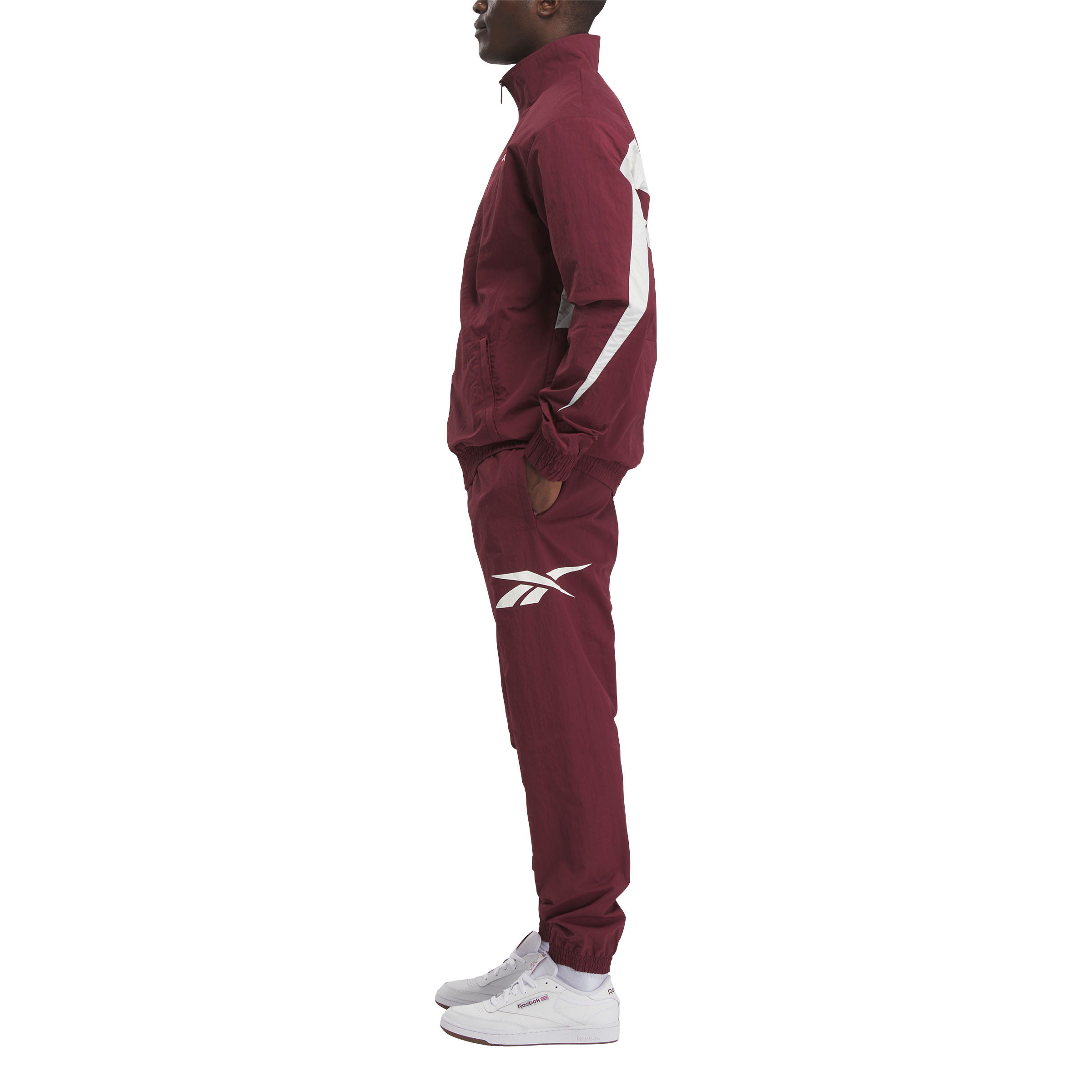 Reebok Men's Vector Track Pant - Maroon - MAROON Thumbnail View 3
