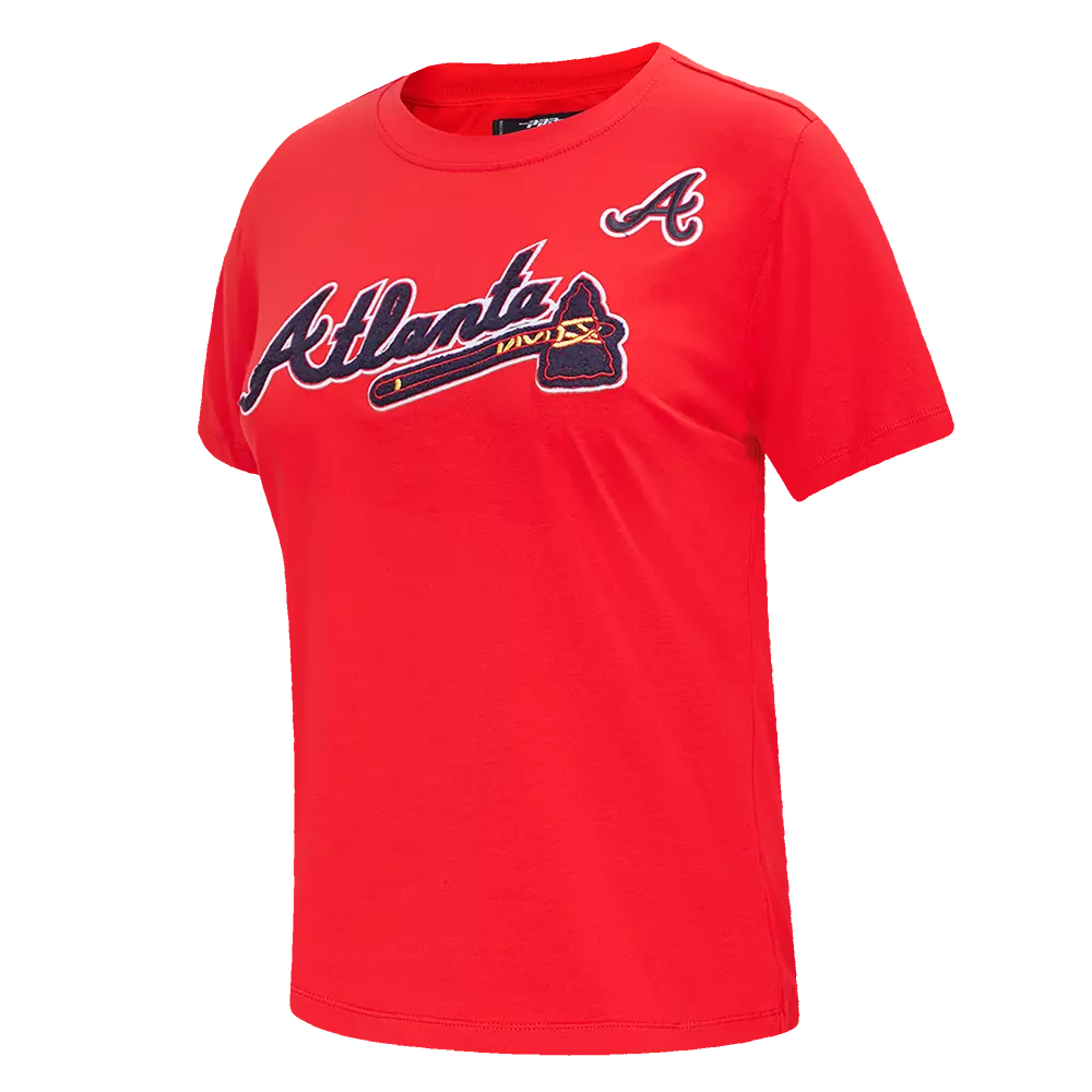 Pro Standard Women's MLB Atlanta Braves Classic Short Sleeve SJ Slim Fit Top -Red - RED