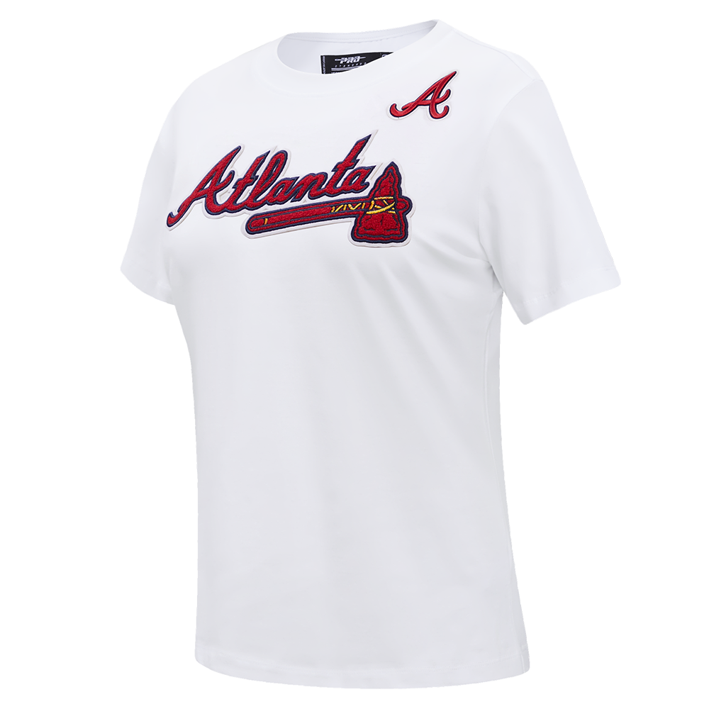 Pro Standard Women's MLB Atlanta Braves Classic Short Sleeve SJ Slim Fit Top - White - WHITE Thumbnail View 3