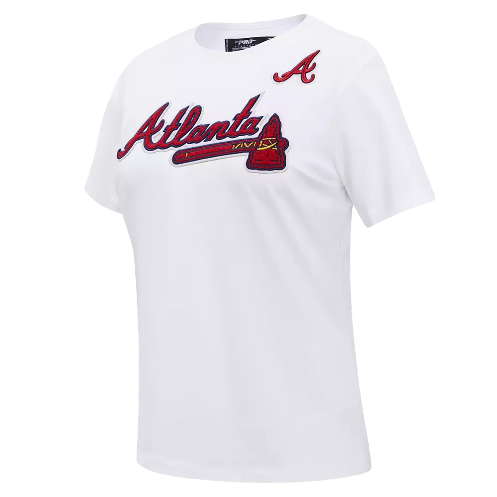 Pro Standard Women's MLB Atlanta Braves Classic Short Sleeve SJ Slim Fit Top -White - WHITE