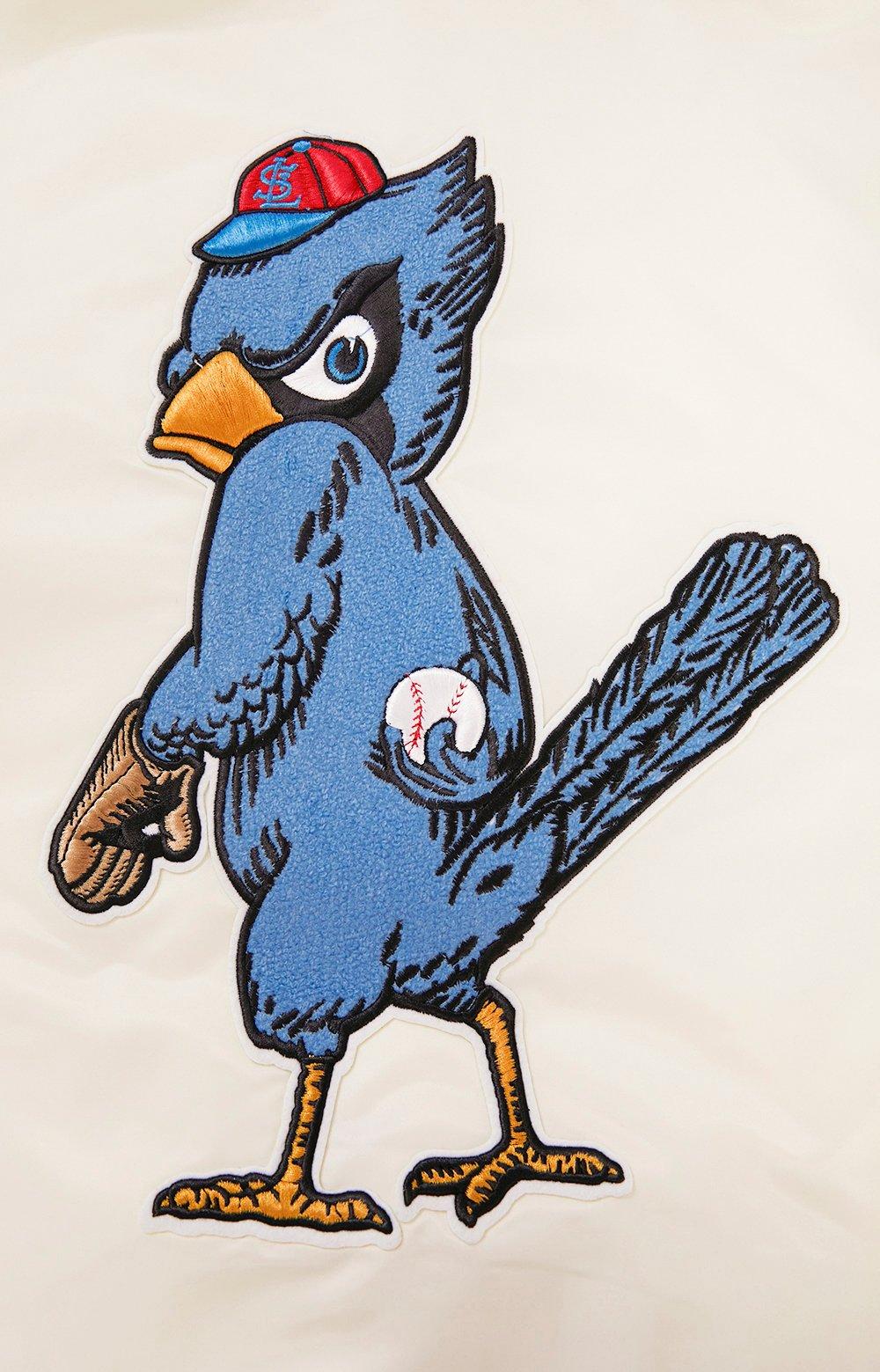 Pro Standard Men's MLB St. Louis Cardinals Retro Classic Rib Satin Jacket -Eggshell/Blue - EGGSHELL/BLUE Thumbnail View 5