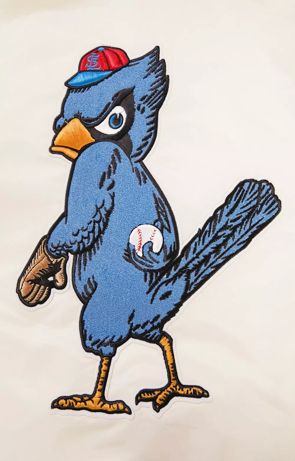 Pro Standard Men's MLB St. Louis Cardinals Retro Classic Rib Satin Jacket -Eggshell/Blue - EGGSHELL/BLUE