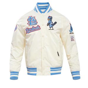 Pro Standard Men's MLB St. Louis Cardinals Retro Classic Rib Satin Jacket -Eggshell/Blue