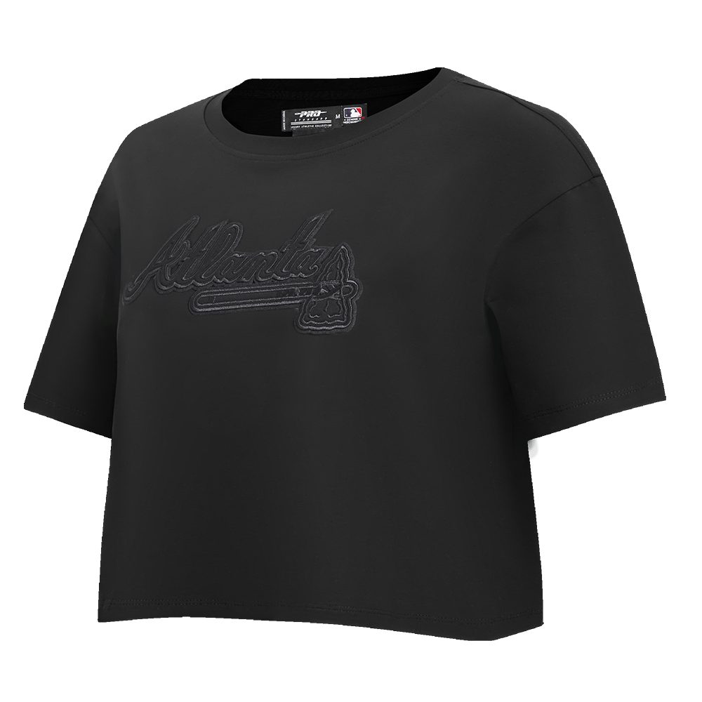 Pro Standard Women's MLB Atlanta Braves Neutral SJ Boxy Top -Black - BLACK Thumbnail View 3
