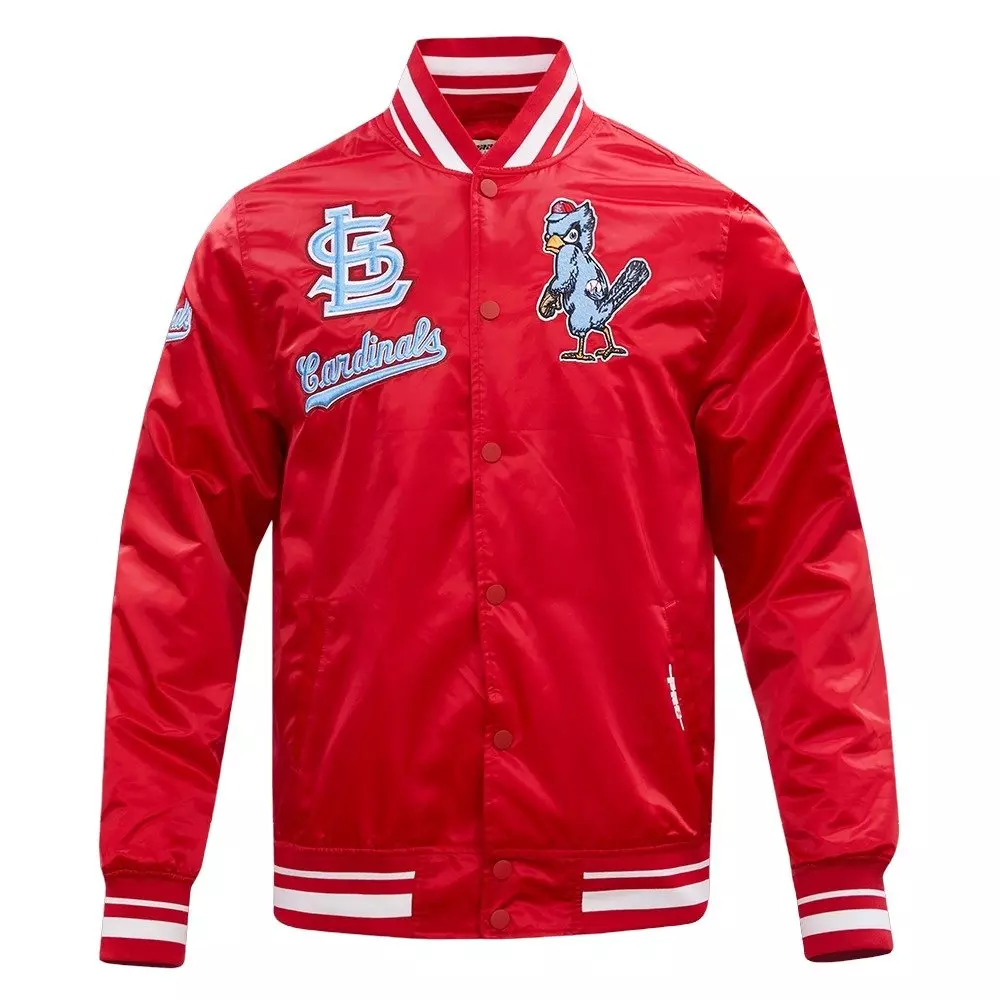 Pro Standard Men's MLB St. Louis Cardinals Retro Classic Rib Satin Jacket -Red - RED