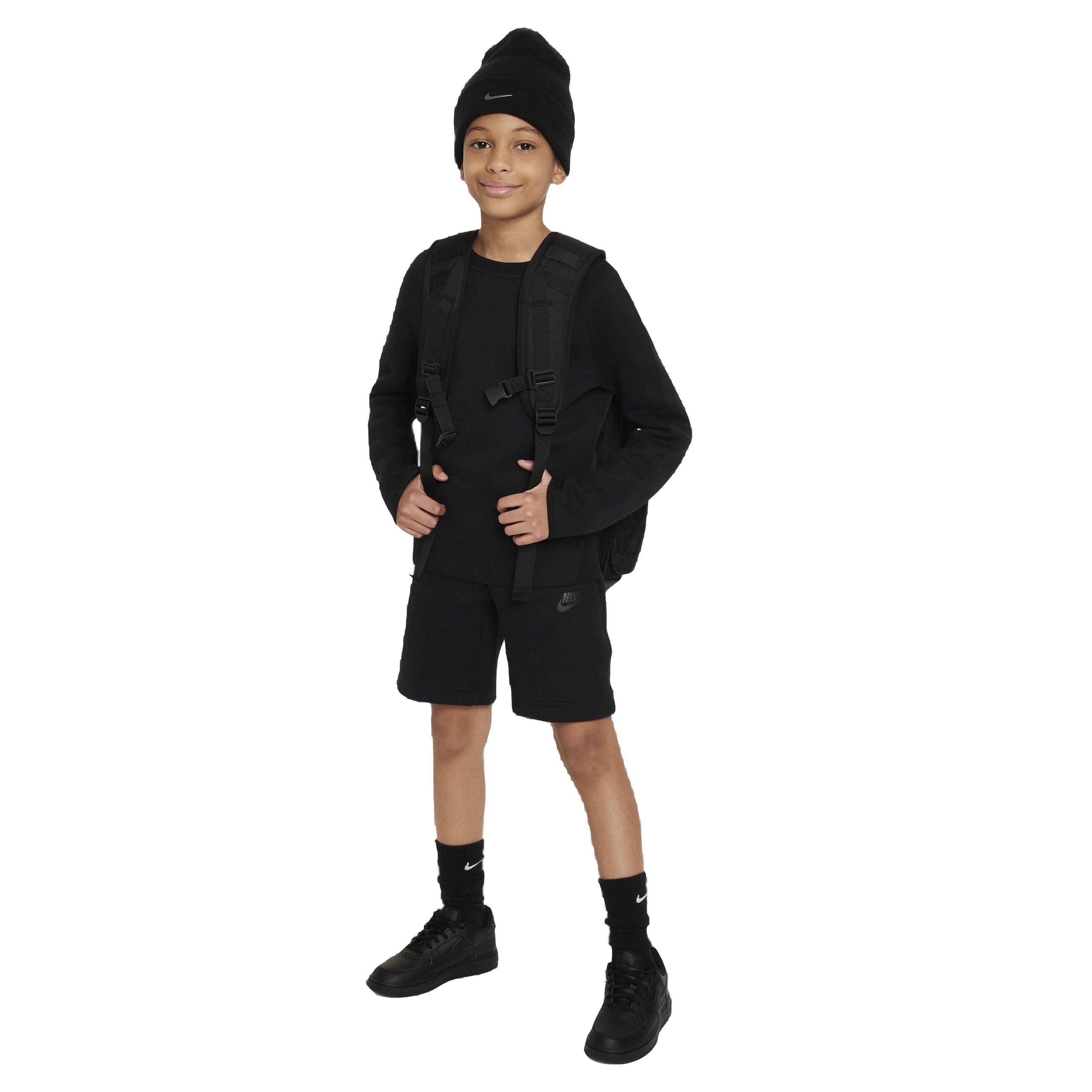 Nike Big Boys' Sportswear Lightweight Tech Fleece Shorts - Black - BLACK Thumbnail View 6