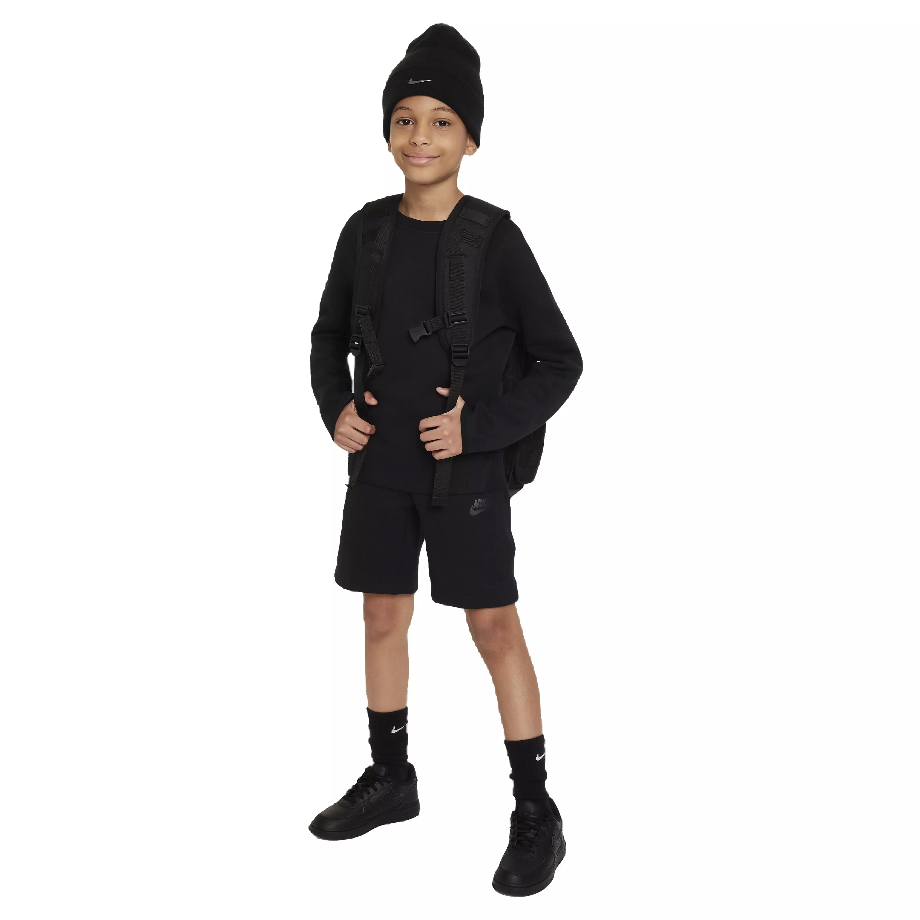 Nike Big Boys' Sportswear Lightweight Tech Fleece Shorts - Black - BLACK