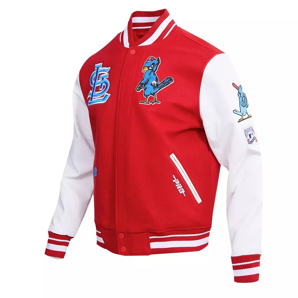 Pro Standard Men's MLB St. Louis Cardinals Retro Classic Rib Wool Varsity Jacket -Red - RED