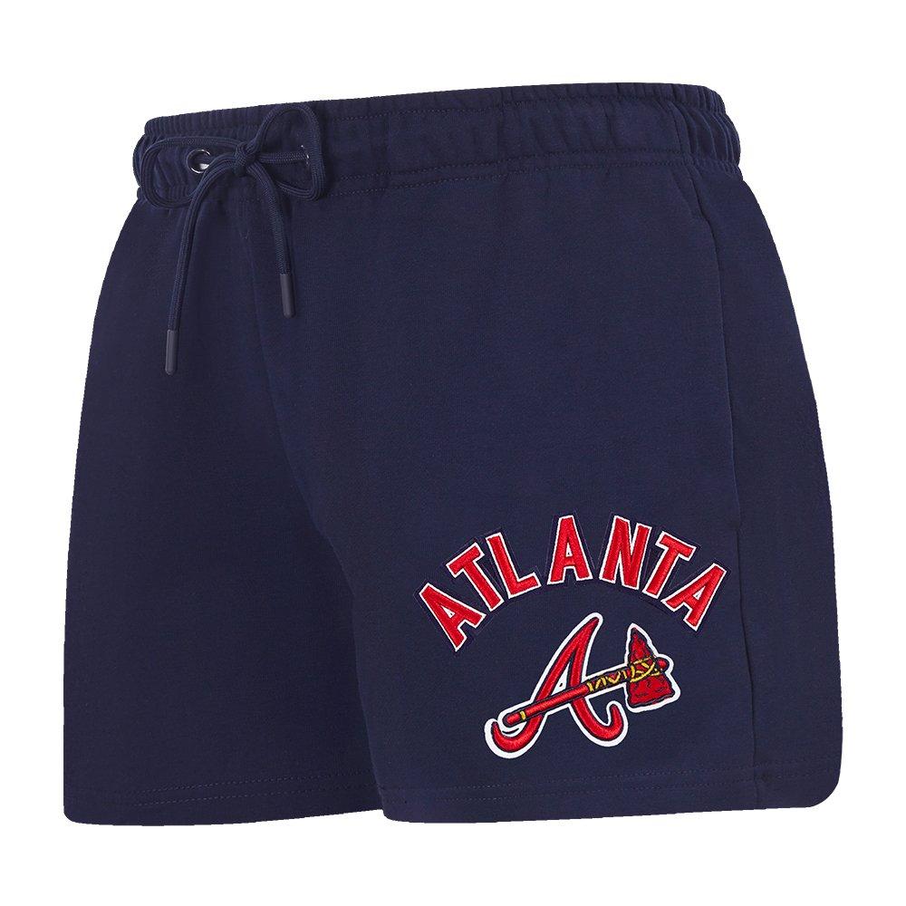Pro Standard Women's MLB Atlanta Braves Classic Fleece Shorts - Navy - NAVY Thumbnail View 3