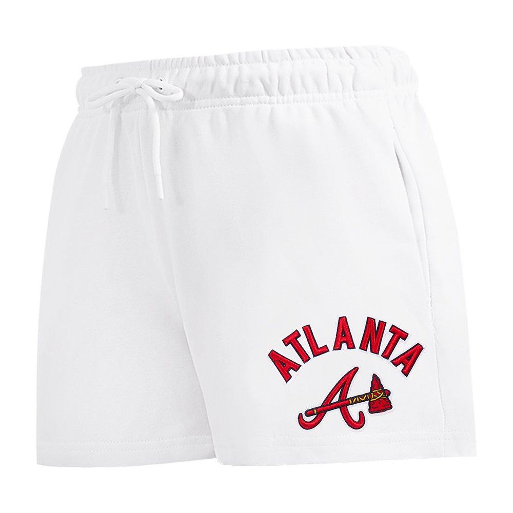 Pro Standard Women's MLB Atlanta Braves Classic Fleece Shorts -White - WHITE Thumbnail View 3