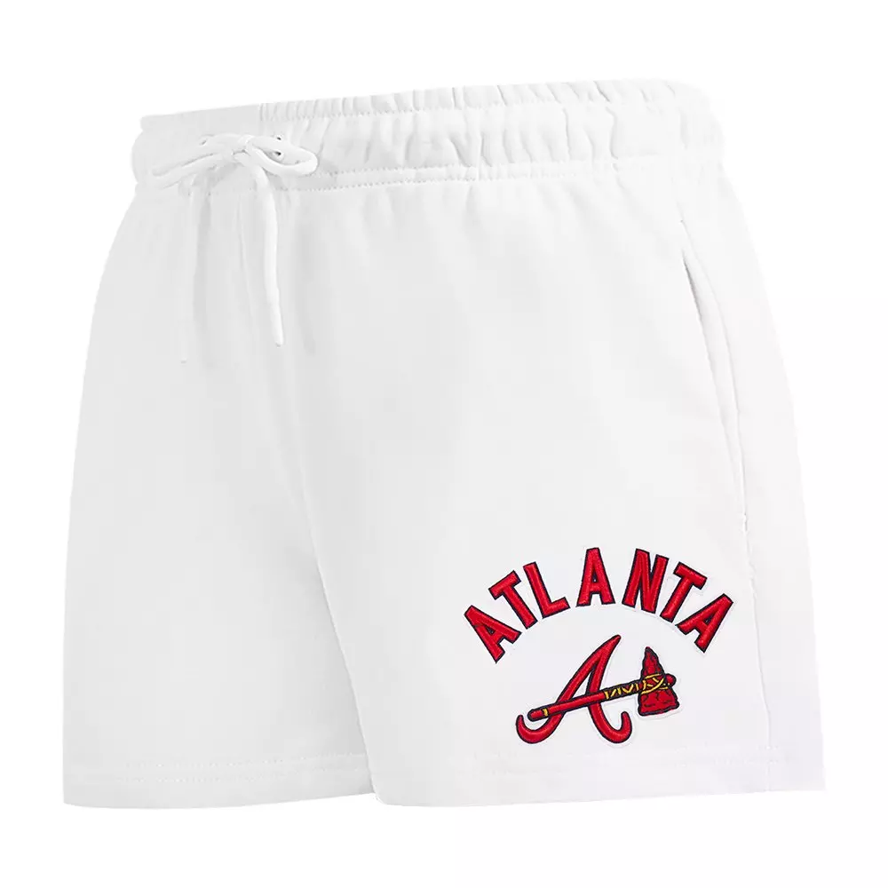 Pro Standard Women's MLB Atlanta Braves Classic Fleece Shorts -White - WHITE