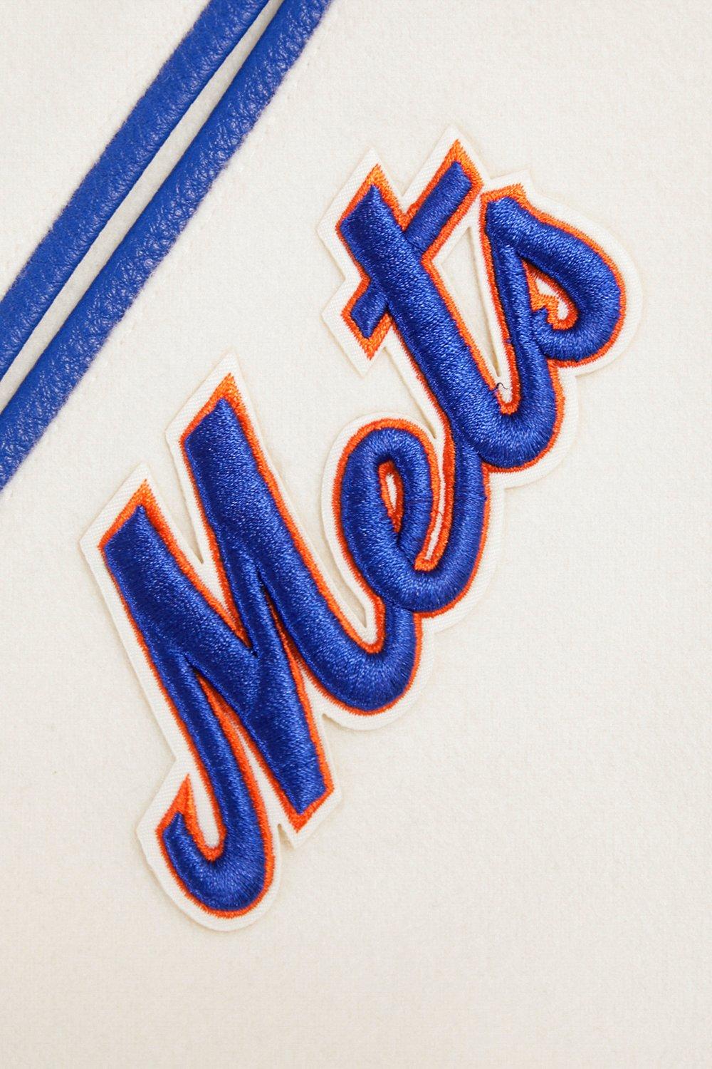 Pro Standard Men's MLB New York Mets Retro Classic Rib Wool Varsity Jacket - Eggshell/Royal - EGGSHELL/ROYAL BLUE Thumbnail View 6