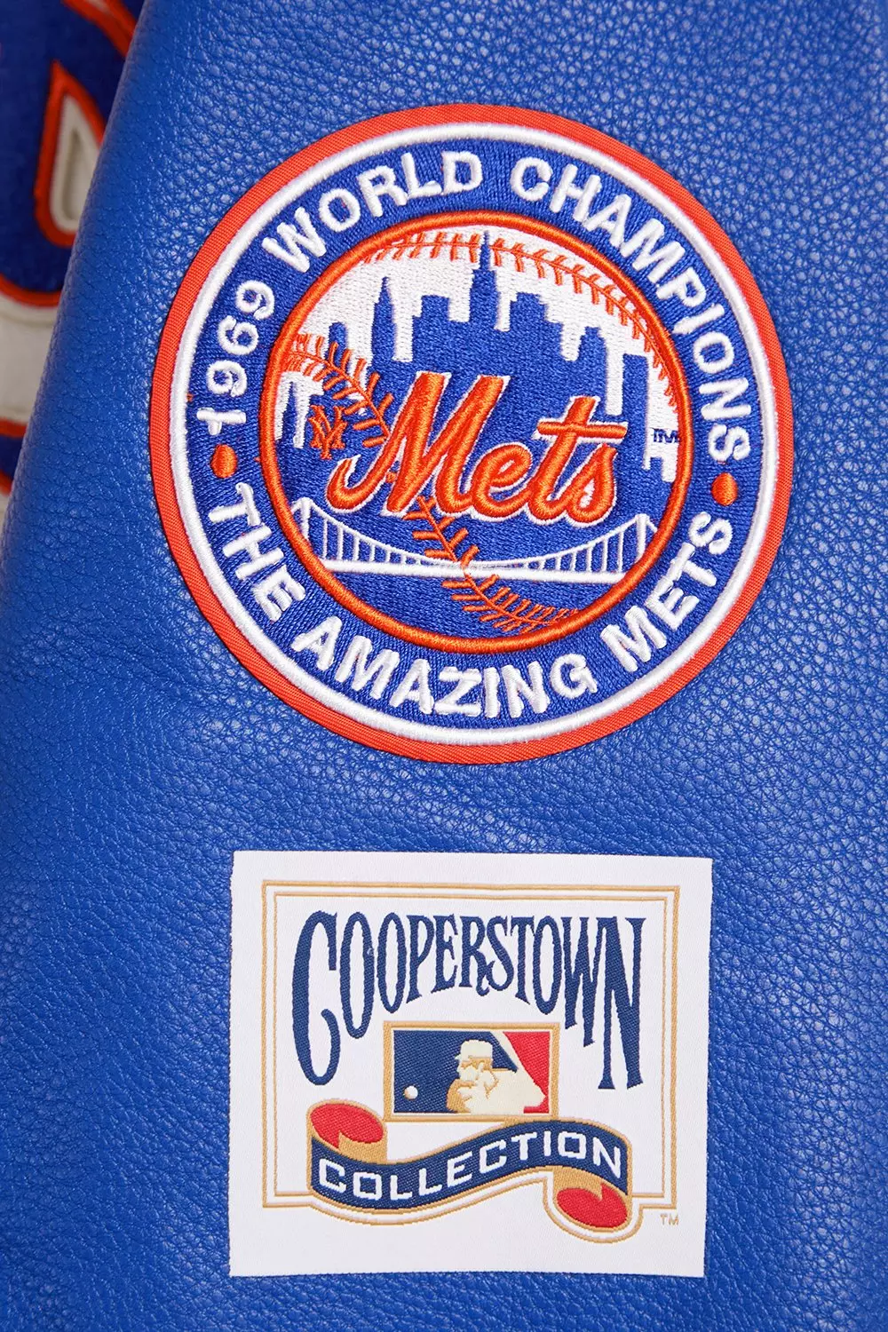 Pro Standard Men's MLB New York Mets Retro Classic Rib Wool Varsity Jacket -Eggshell/Royal - EGGSHELL/ROYAL BLUE