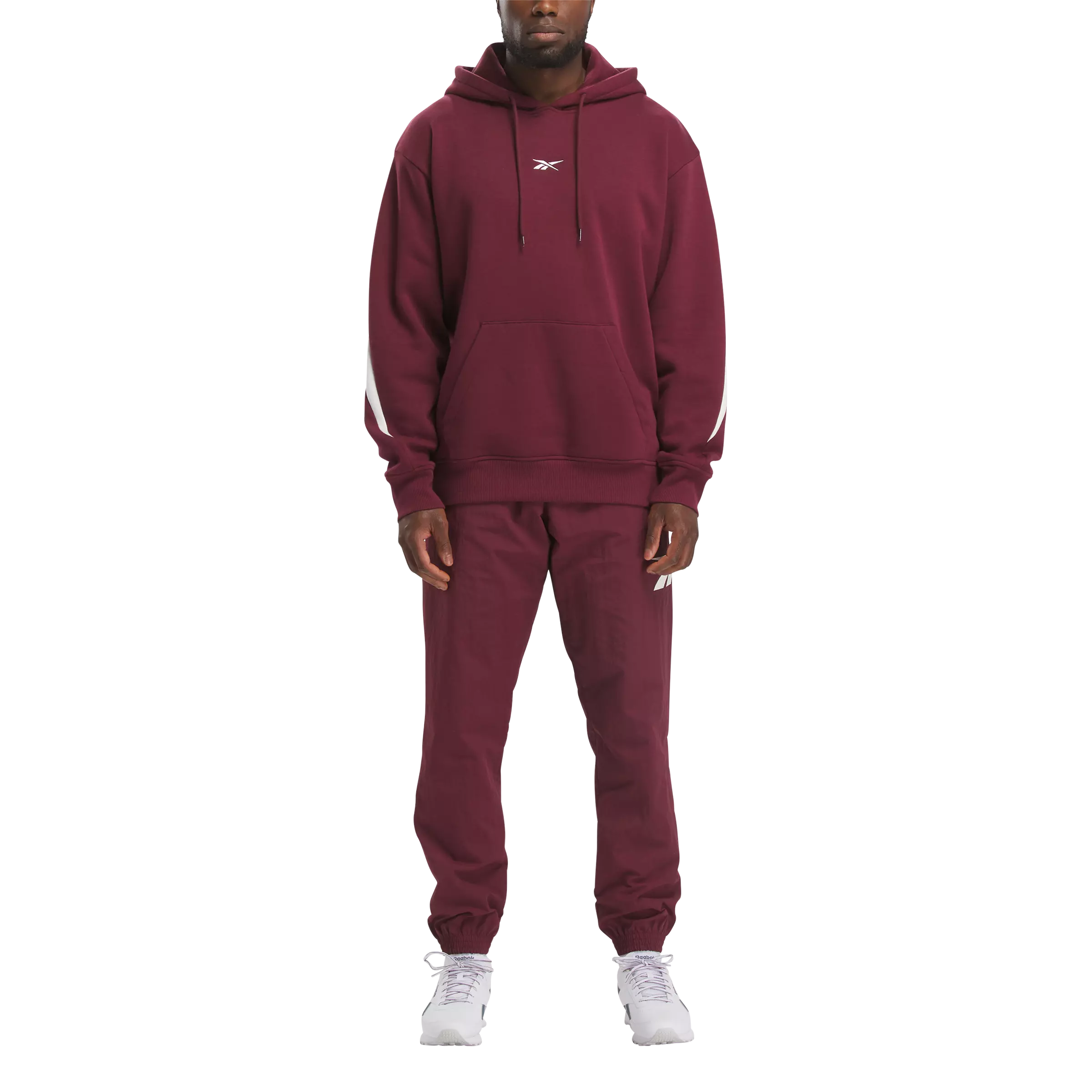 Reebok Men's Center Logo Back Vector Hoodie - Maroon - MAROON